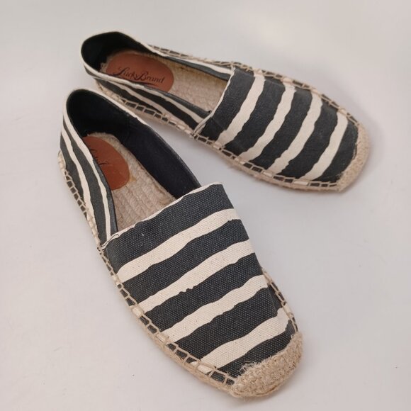 Lucky Brand Flats Tashii Canvas Espadrilles Black Stripes Womens 7 - Picture 6 of 15